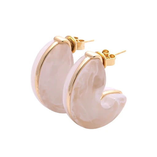 Colorful chubby C-Shaped Hoop Earrings EA-21EA00154 - EA-21EA00159