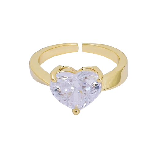 Heart-Shaped CZ Birthstone Rings RI-21O033 RI-21O114
