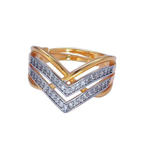Micro Paved CZ Curved Chevron Band Ring RI-21OA1429