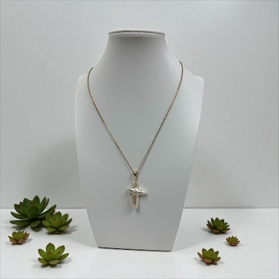 Danty Necklace with fresh water Pearl cross Charm NC-SJ2122