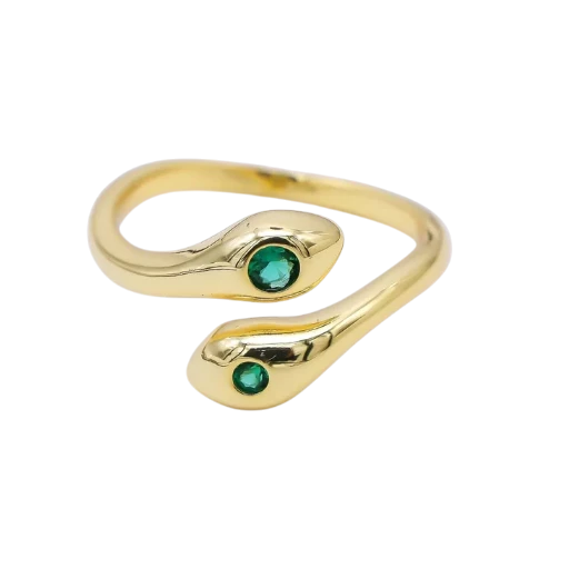 Green CZ Snake Serpent Wrap Ring RI-21O1175
