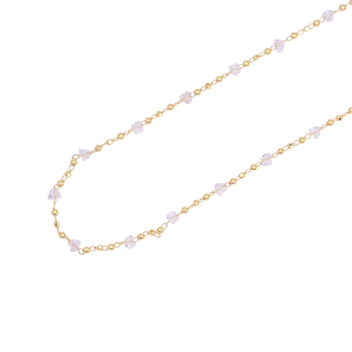 Clear CZ Beaded Gold Chain Bracelet 6 inch long BR-SJ0419
