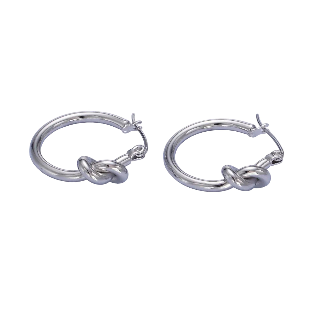 Stainless Steel Knot Latch Hoop Earrings EA-21P448 EA-21P449