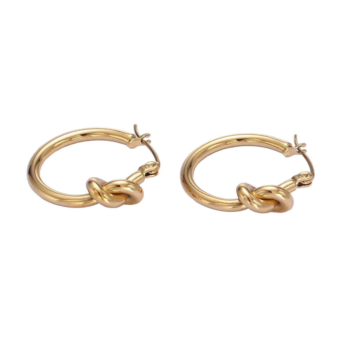 Stainless Steel Knot Latch Hoop Earrings EA-21P448 EA-21P449