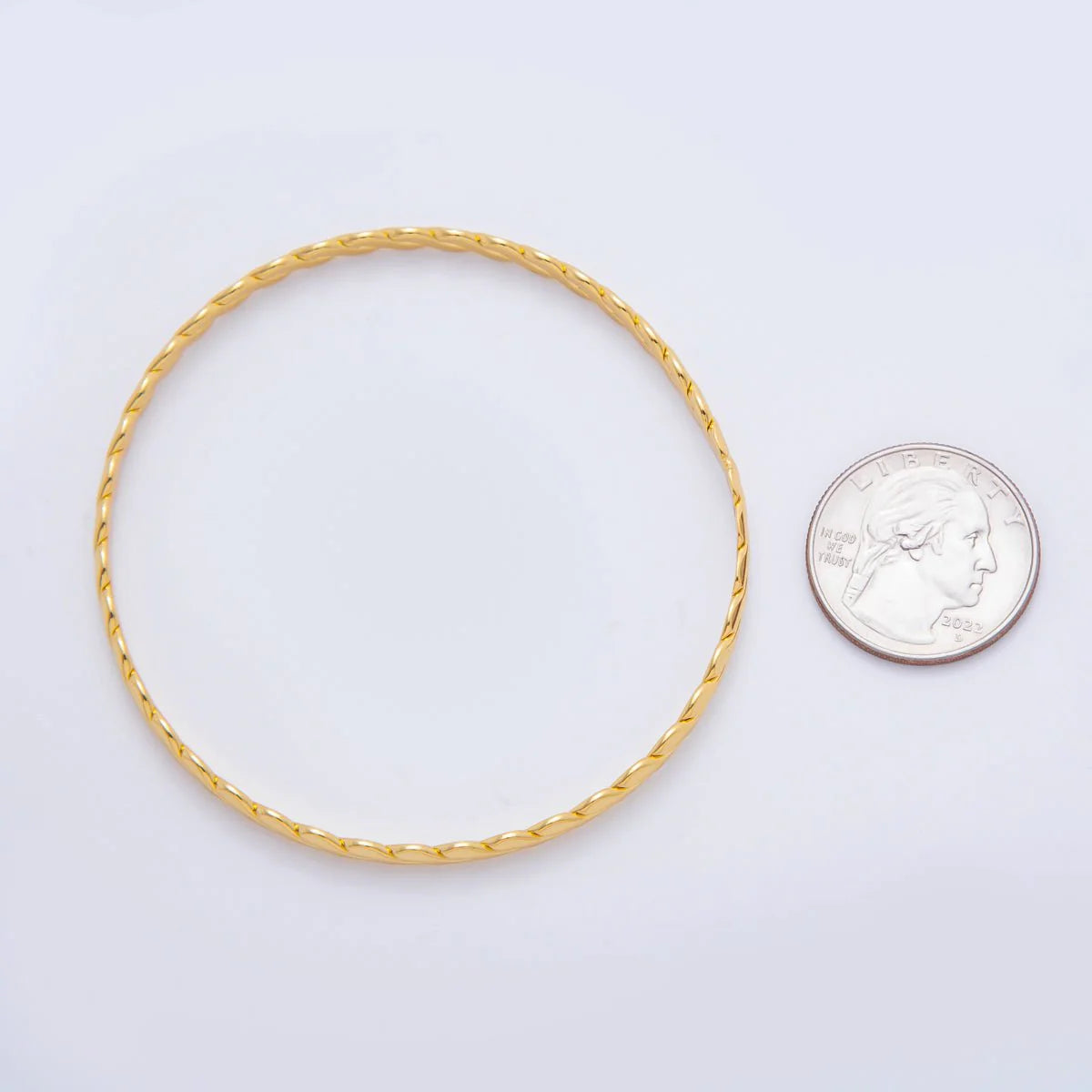 Gold Stainless Steel Braided Weave Round Bangle Layer Bracelet ✦ BA-21WA3467