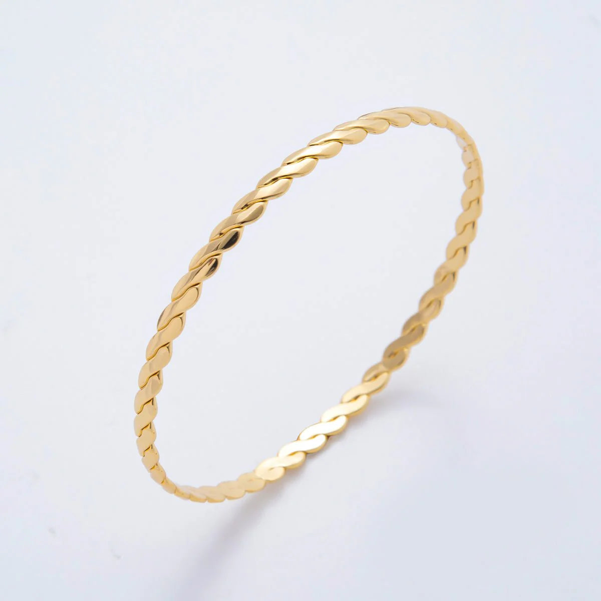 Gold Stainless Steel Braided Weave Round Bangle Layer Bracelet ✦ BA-21WA3467