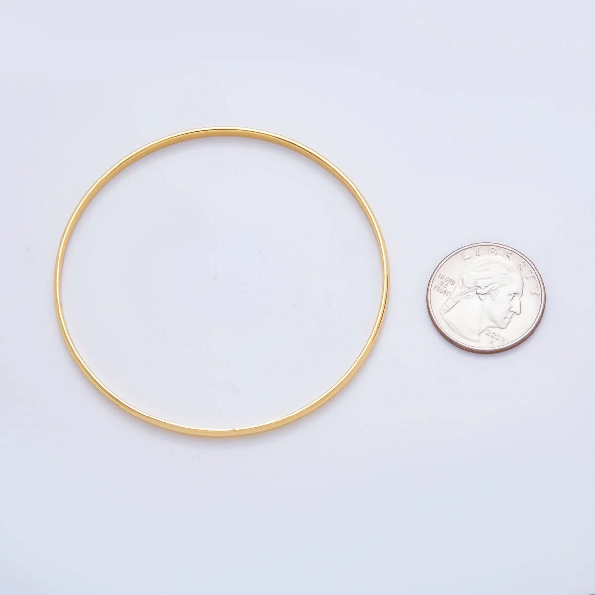 Gold Stainless Steel Dainty Minimalist Classic Circle Round Bangle Bracelet ✦ BA-21WA3470