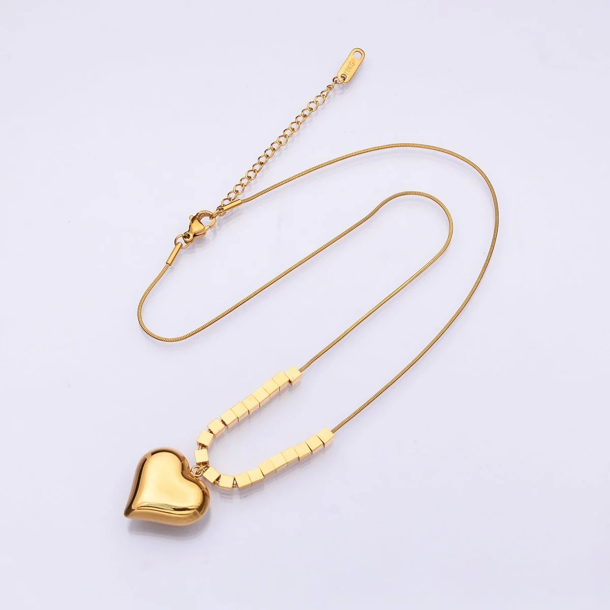 Stainless Steel Heart Bead Snake Chain 16.5 Inch Necklace CN-21WA3172