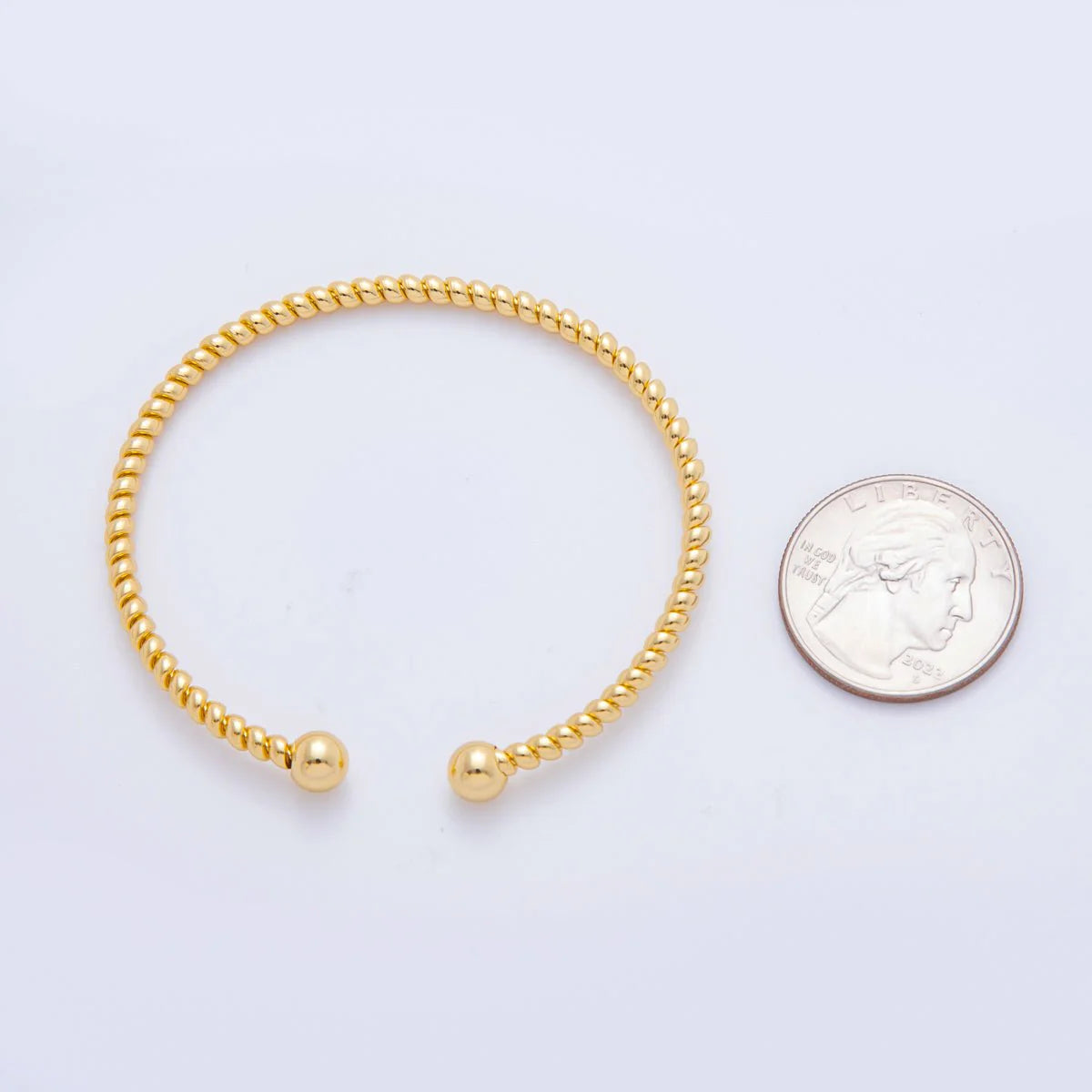 Gold Stainless Steel Braided Weave Round Bangle Layer Bracelet ✦ BA-21WA3469