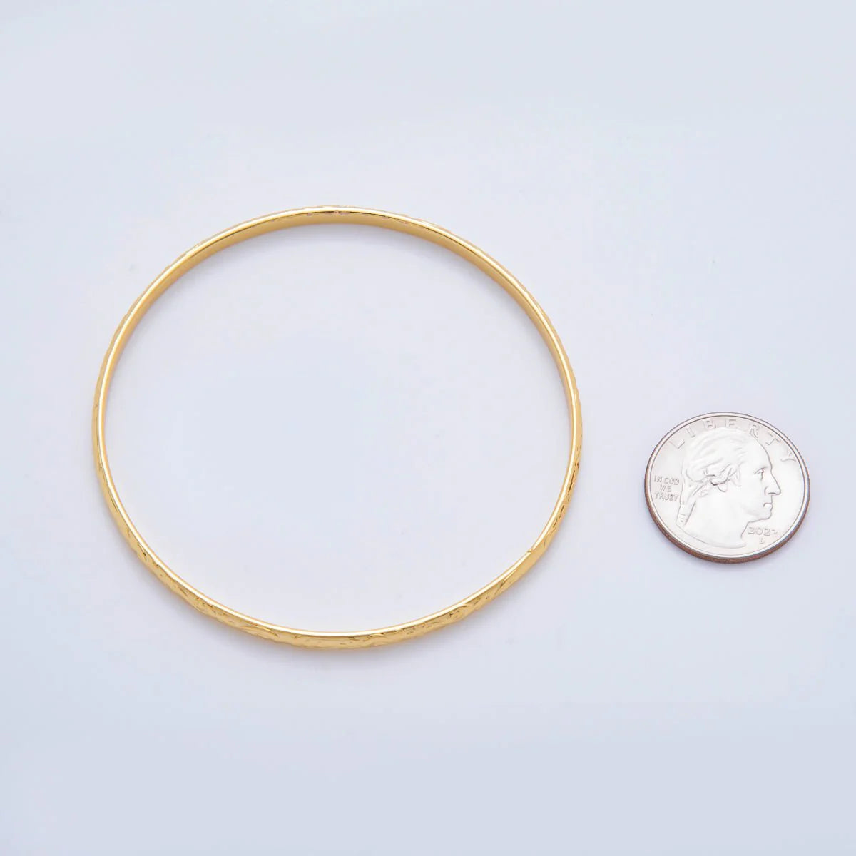 Gold Stainless Steel Bali Artisan Design Round Bangle Bracelet ✦ BA-21WA3463
