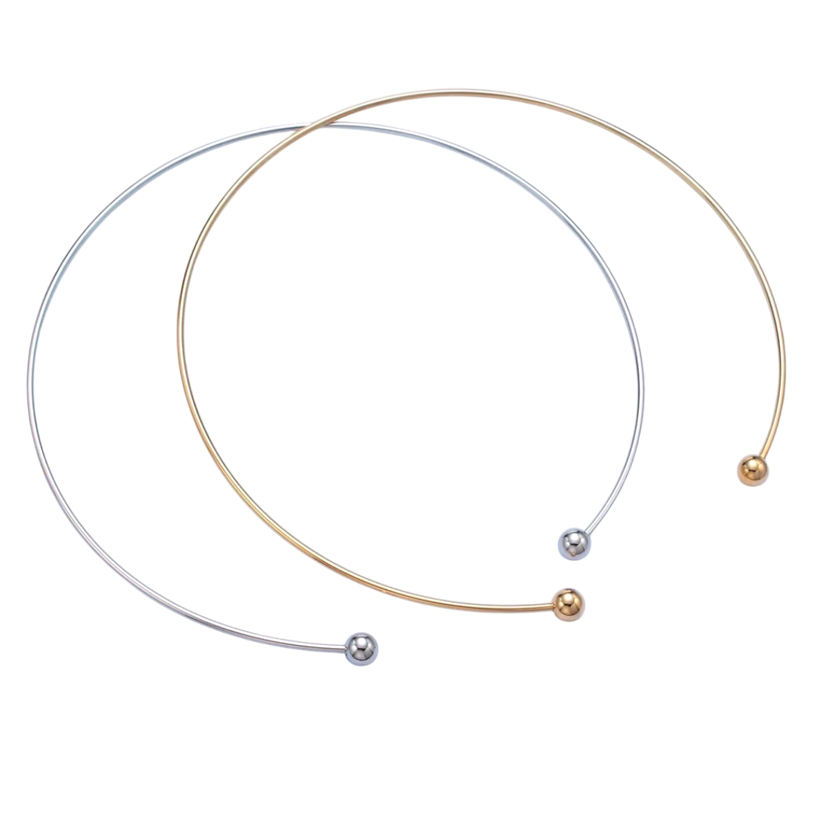 Round Wire Necklace with 2 beads NC-21WA2622 NC-21WA2623