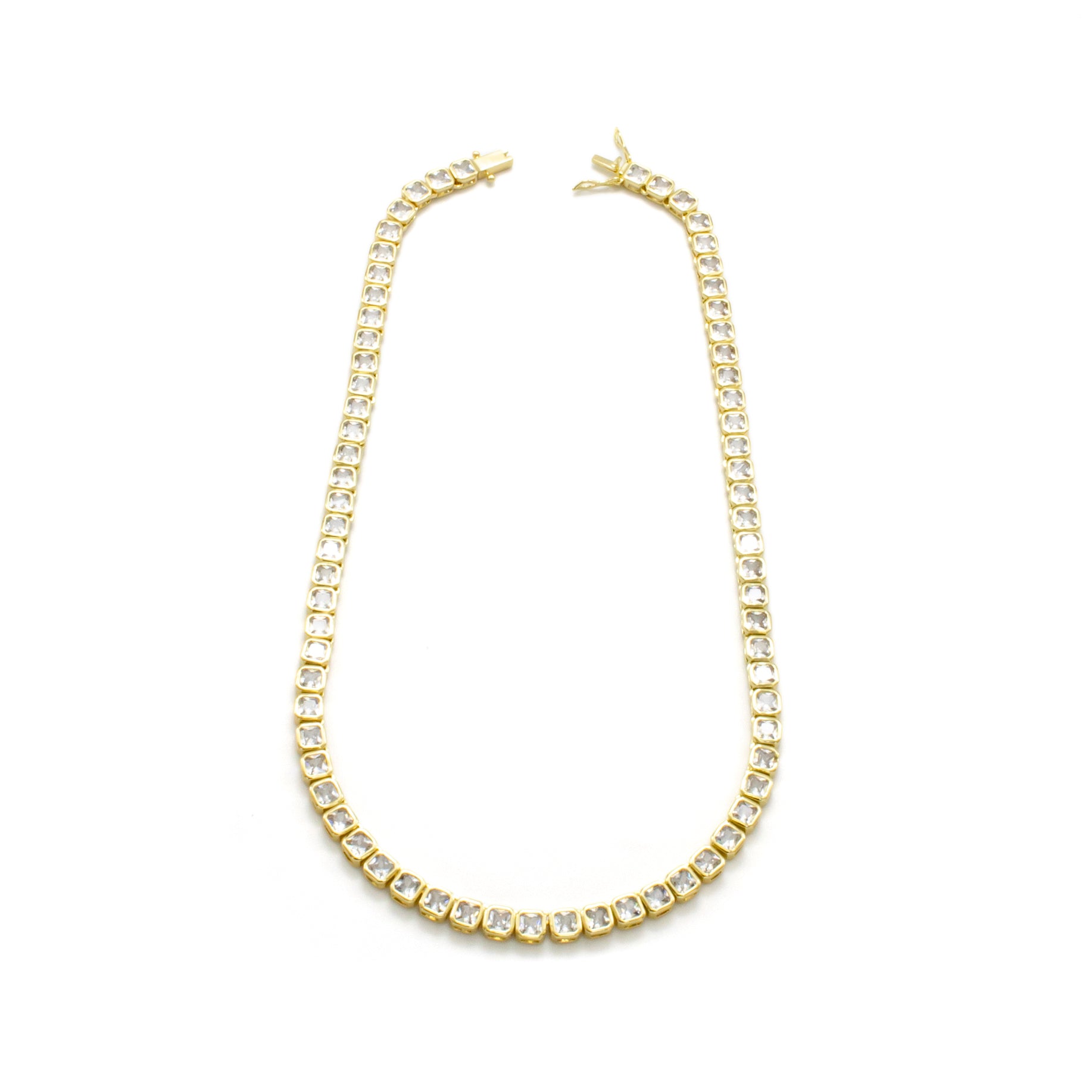 Statement 16 inch Tennis Chain Necklace Square Cut Cubic Zirconia Jewelry