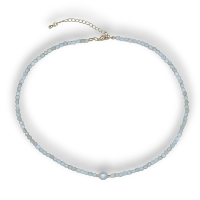 White Shell Pearl Gemstone Necklace CN-0303