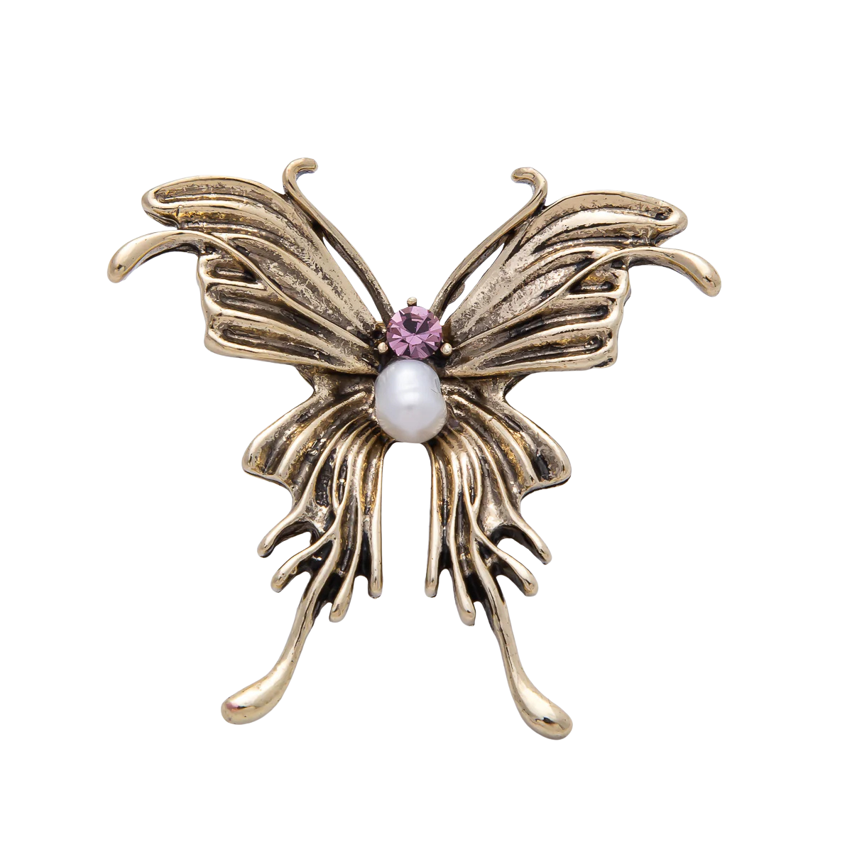 Vintage Antique Gold Butterfly Purple Stone Brooch Pin BH-21BH016
