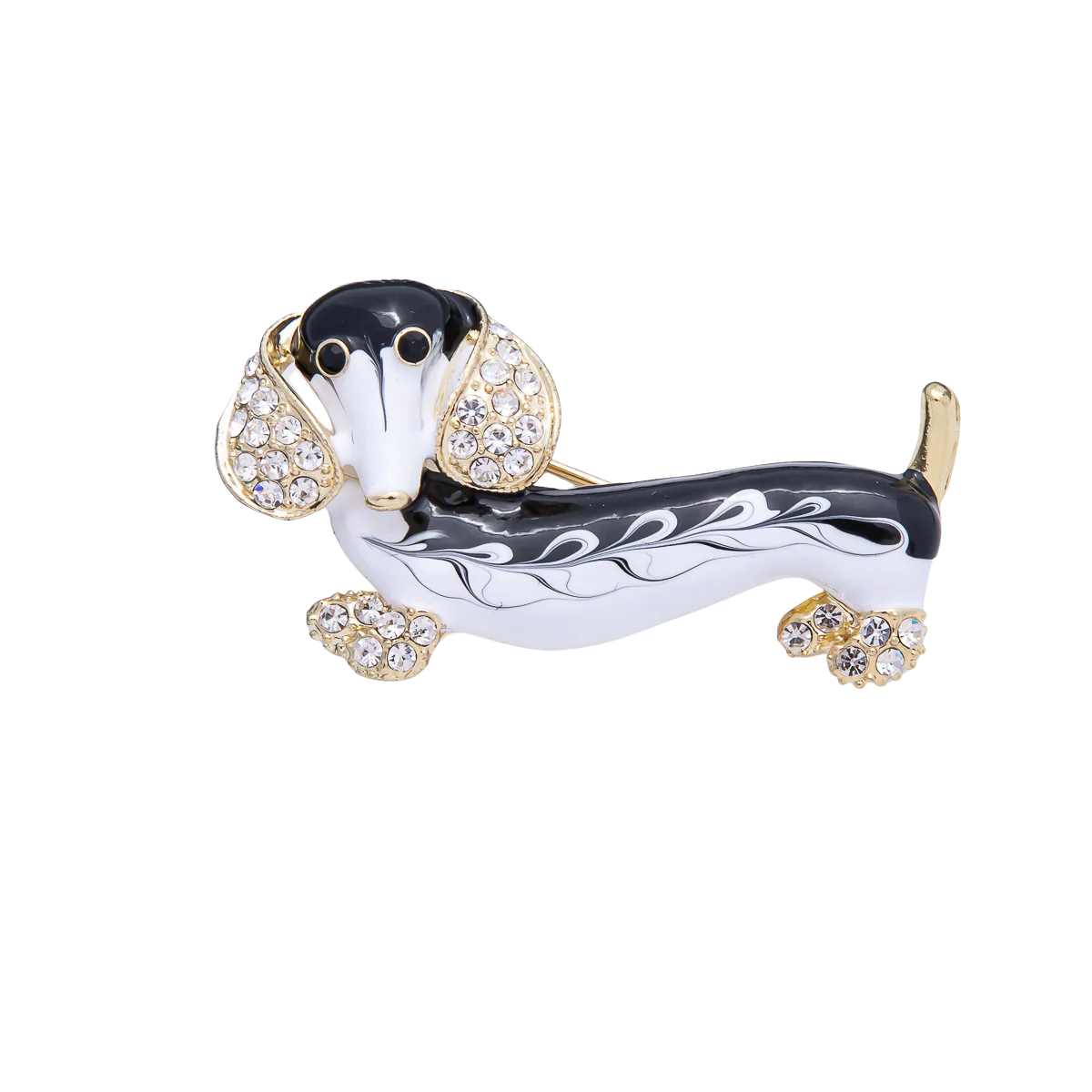 Micro Paved CZ Dachshund Wiener Dog Puppy Pet Brooch Pin BH-21BH014