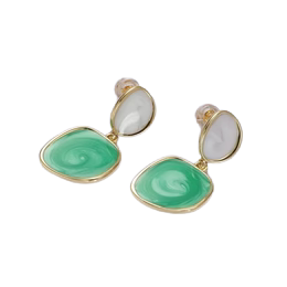 Enamel Rounded Square Drop Stud Earrings EA-21V246 EA-21V250