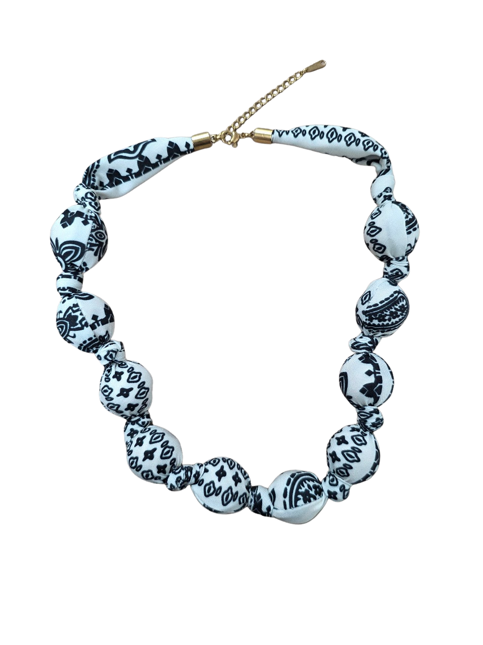 White Bandana Cotton Bead Necklace NC-2105