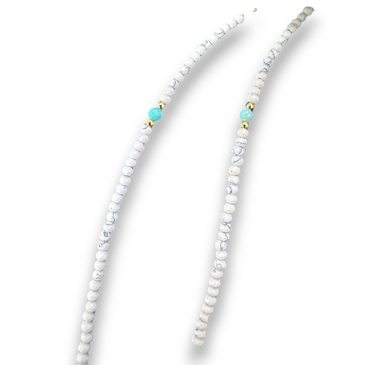 Aqua and white Gemstone Beaded necklace NC-21WA2958