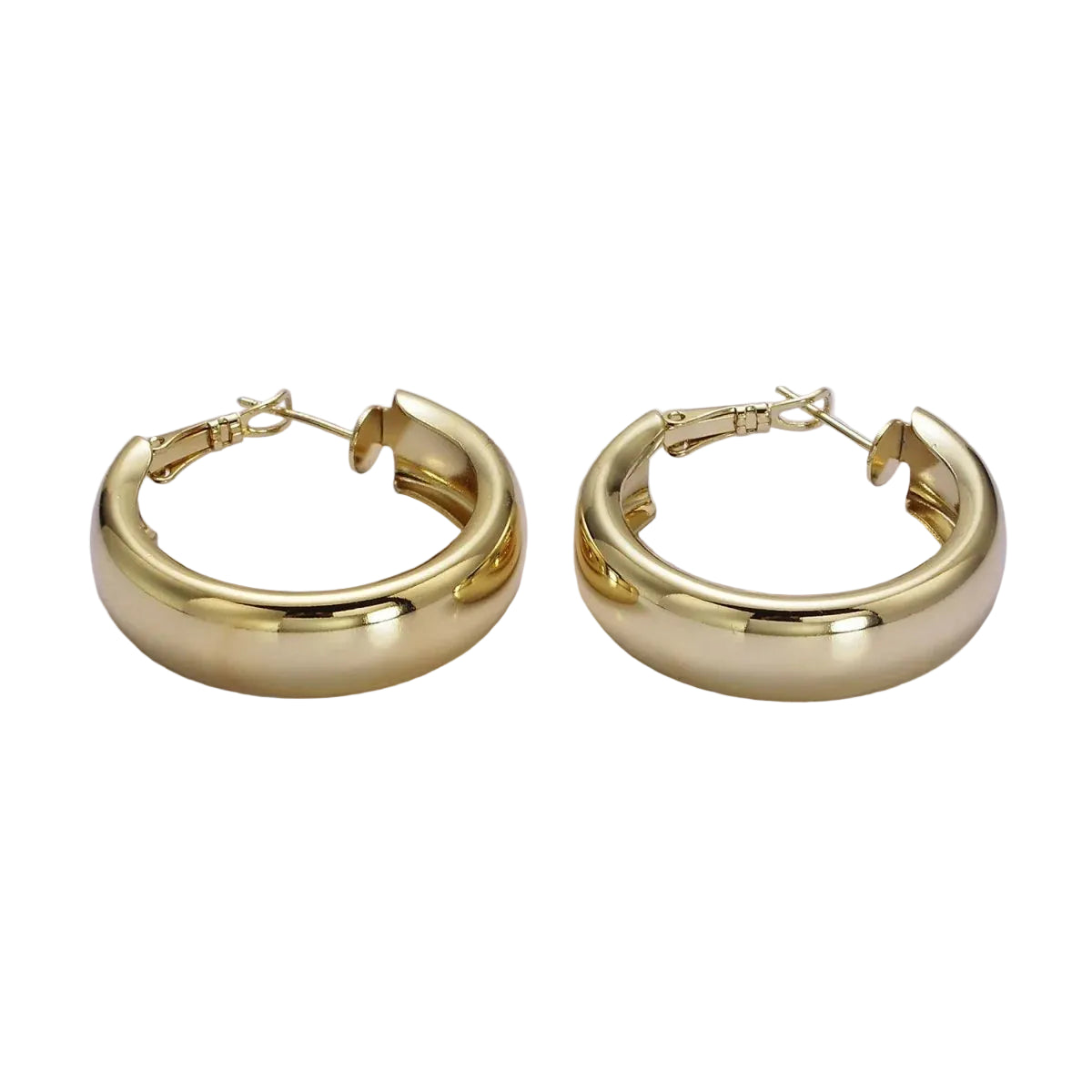 Wide Band Dome Hinge Hoop Earrings ✦ EA-21AE551