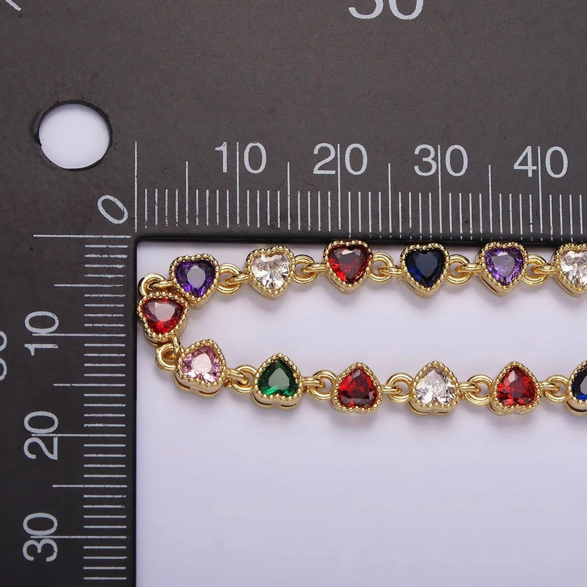 14K Gold Filled CZ Multicolor Heart Bezel 15 Inch Necklace in Gold NC-21WA2244