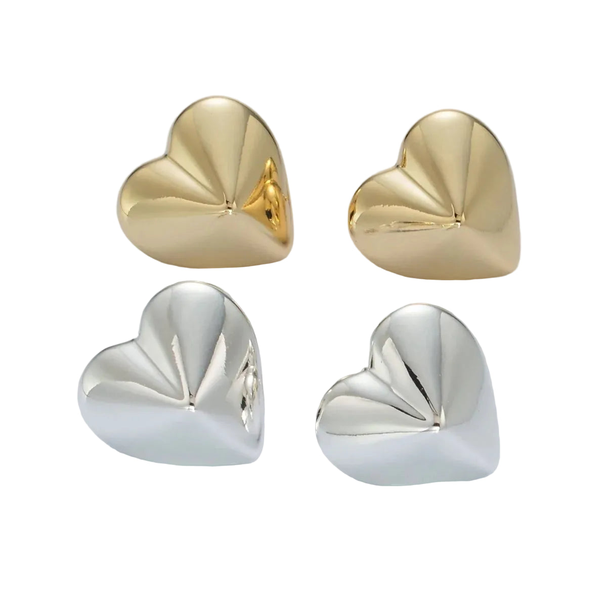 3D Edged Heart stud earrings EA-21AD709  EA-21AD710