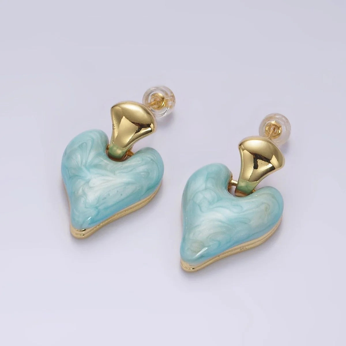Enamel Heart Drop Stud Earrings EA-21V241