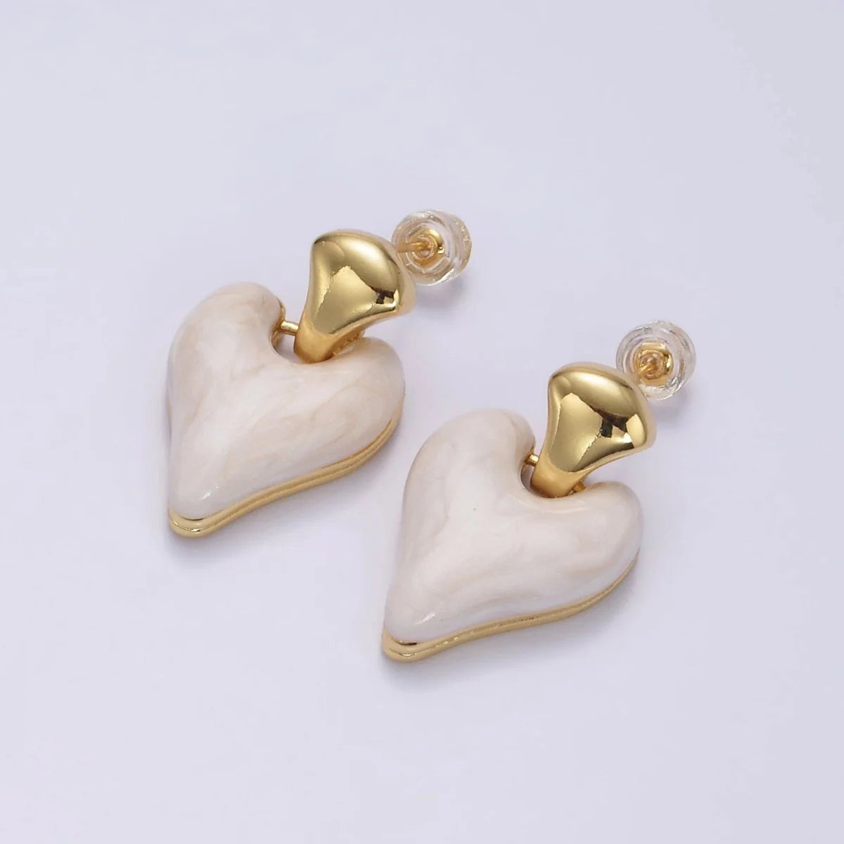 Enamel Heart Drop Stud Earrings EA-21V241