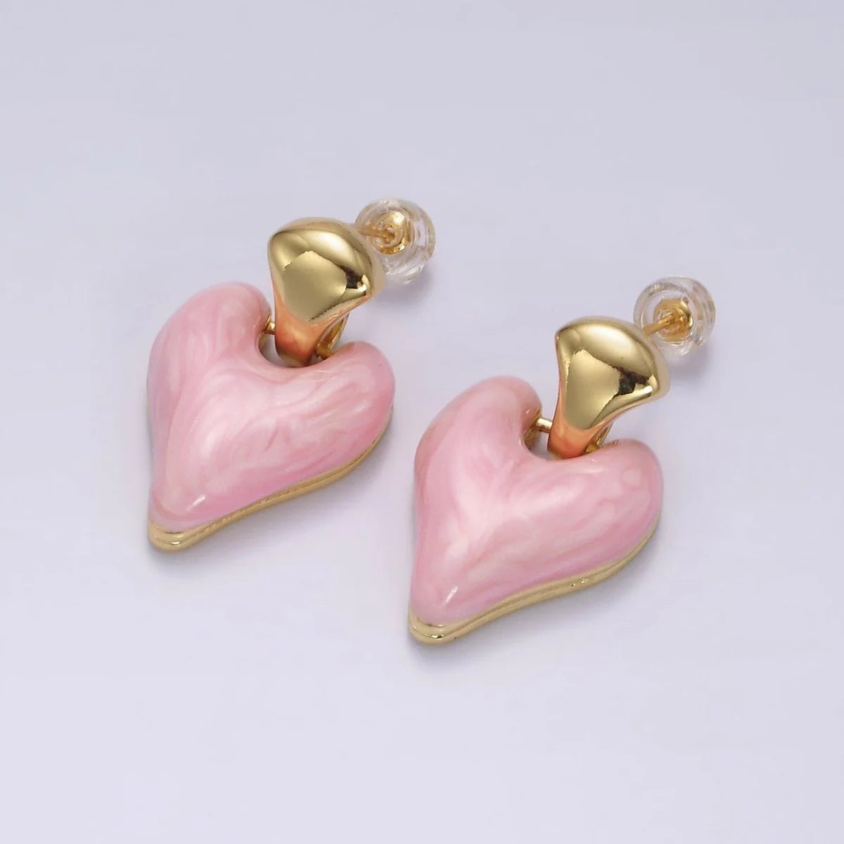 Enamel Heart Drop Stud Earrings EA-21V241