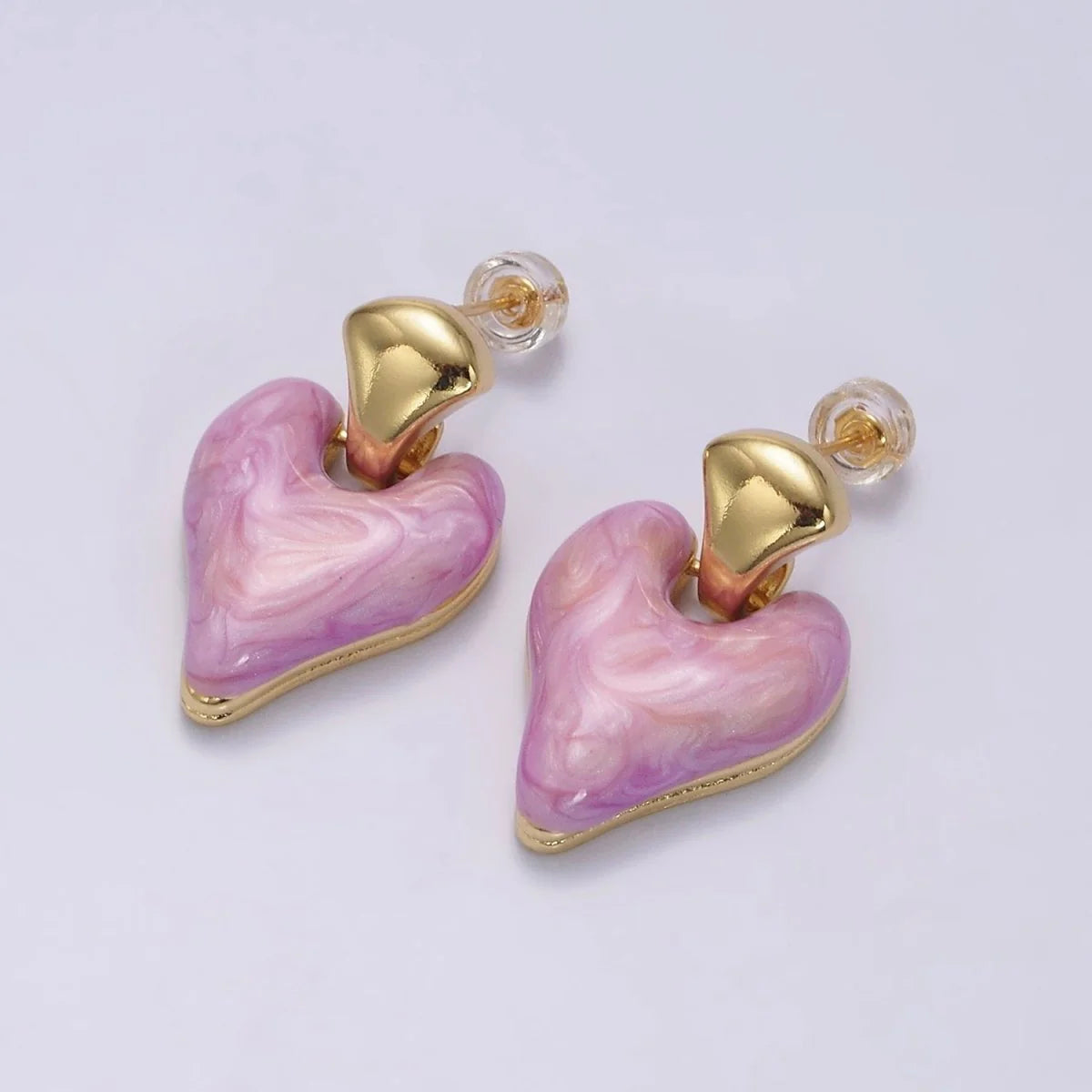 Enamel Heart Drop Stud Earrings EA-21V241