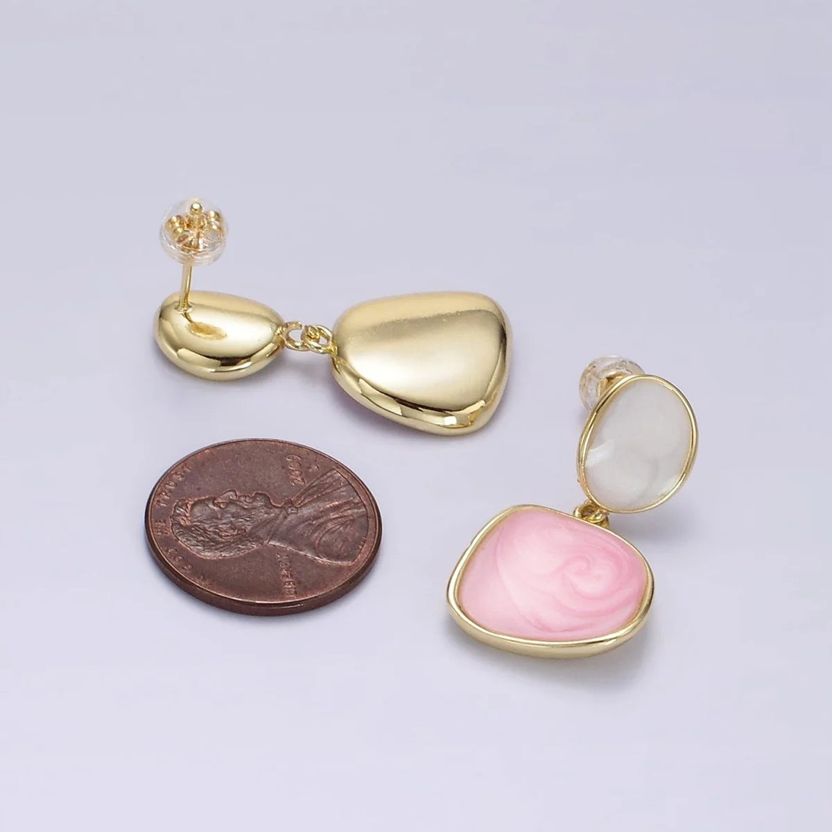 Enamel Rounded Square Drop Stud Earrings EA-21V246 EA-21V250