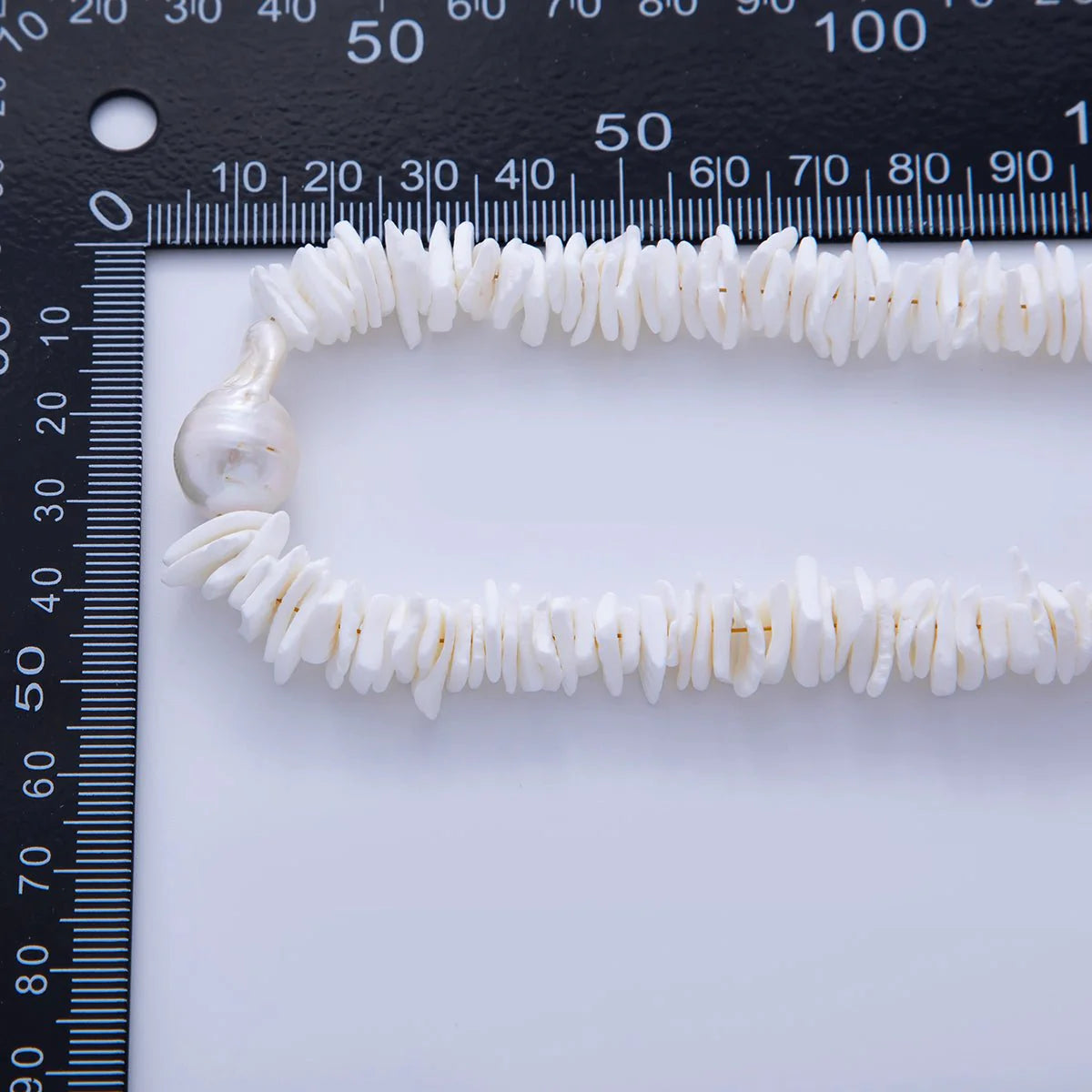 White Baroque Freshwater Pearl Puka Shell 17 Inch Necklace CN-21WA3180