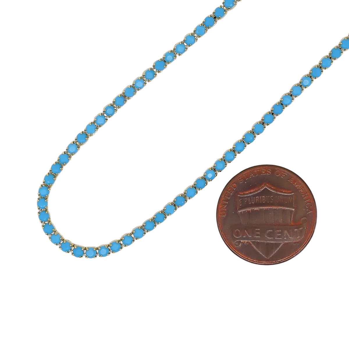 Turquoise CZ Tennis Chain 17.91 Inch Necklace NC-21WA3806
