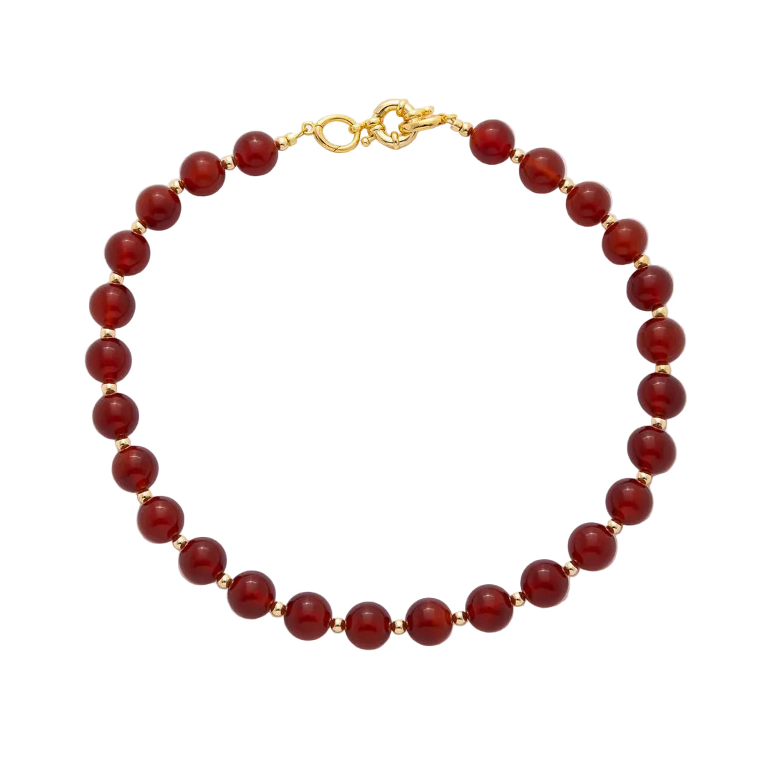 12MM Carnelian Necklace Gold Plated Gemstone Necklace 19" NC-21WAA3381