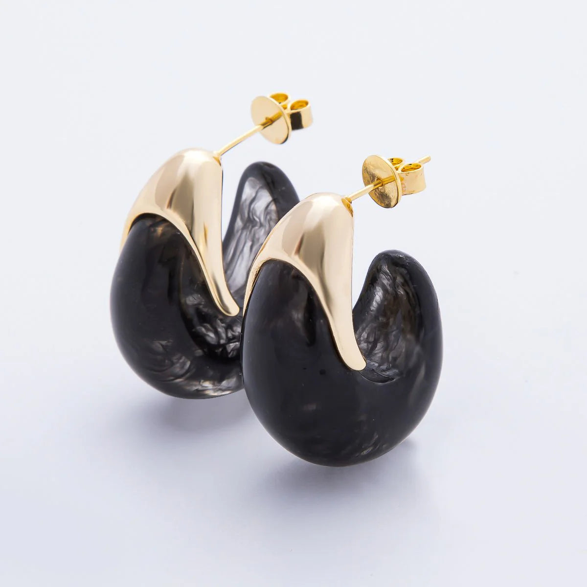 Resin Dreamy Retro J-Shaped Hoop Earrings ✦ EA-21AJ249   EA-21AJ252