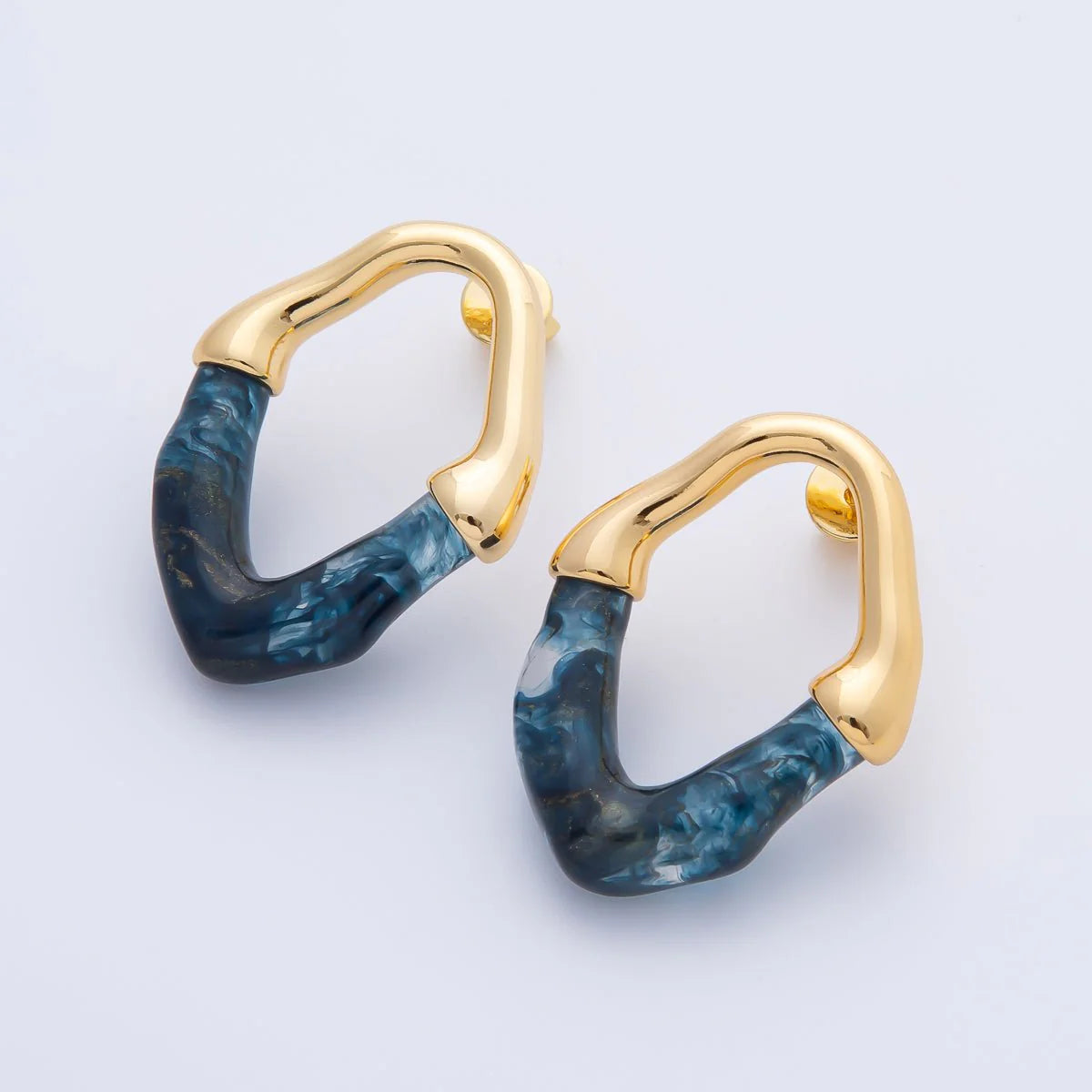 Gold Chic Resin Oval Stud Earrings ✦ EA-21AD1580 - EA-21AD1583