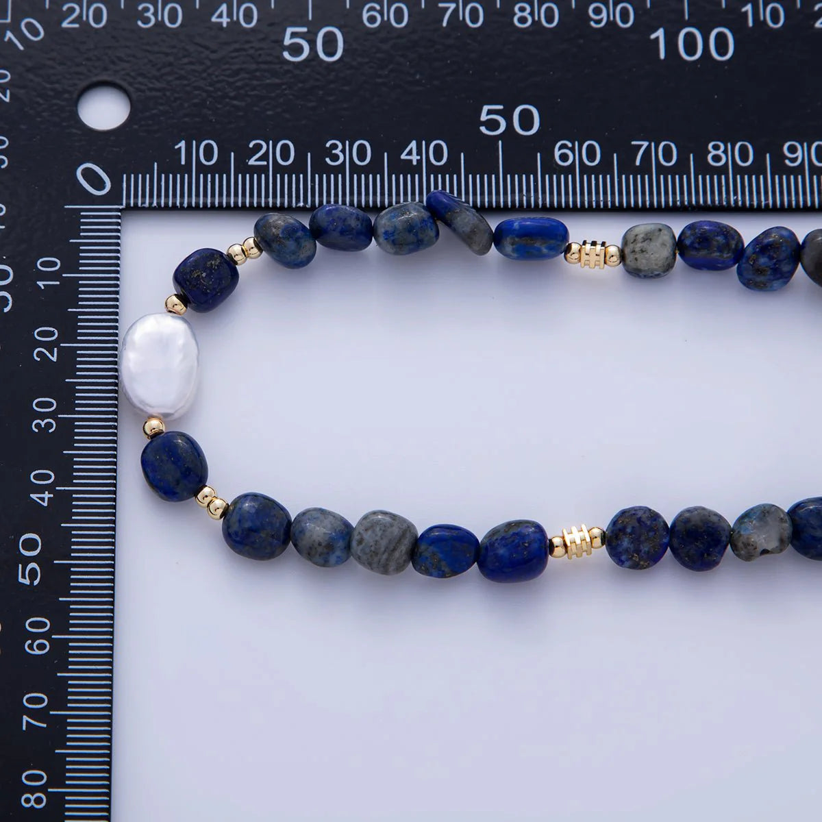 Freshwater Pearl Lapis Lazuli Gemstone 15.8 Inch Necklace CN-21WA3177