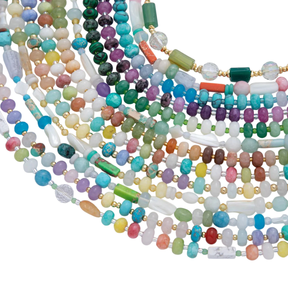 Splashed Earth & Sky Toned Colorful Gemstone Beaded Necklace NC-21WA3302 - NC-21WA3315