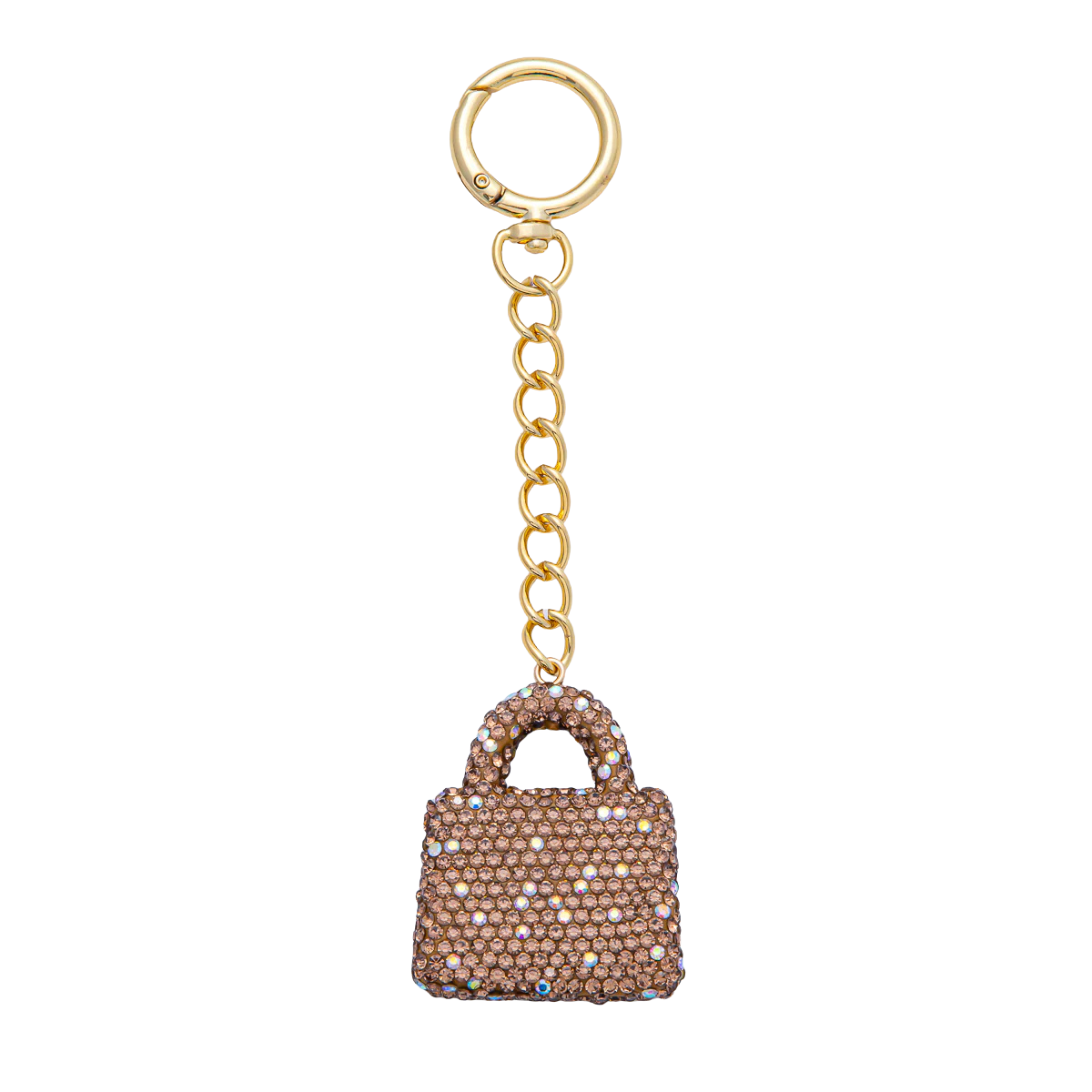 Bedazzled Purse Bag Charm Keychain round gold clip