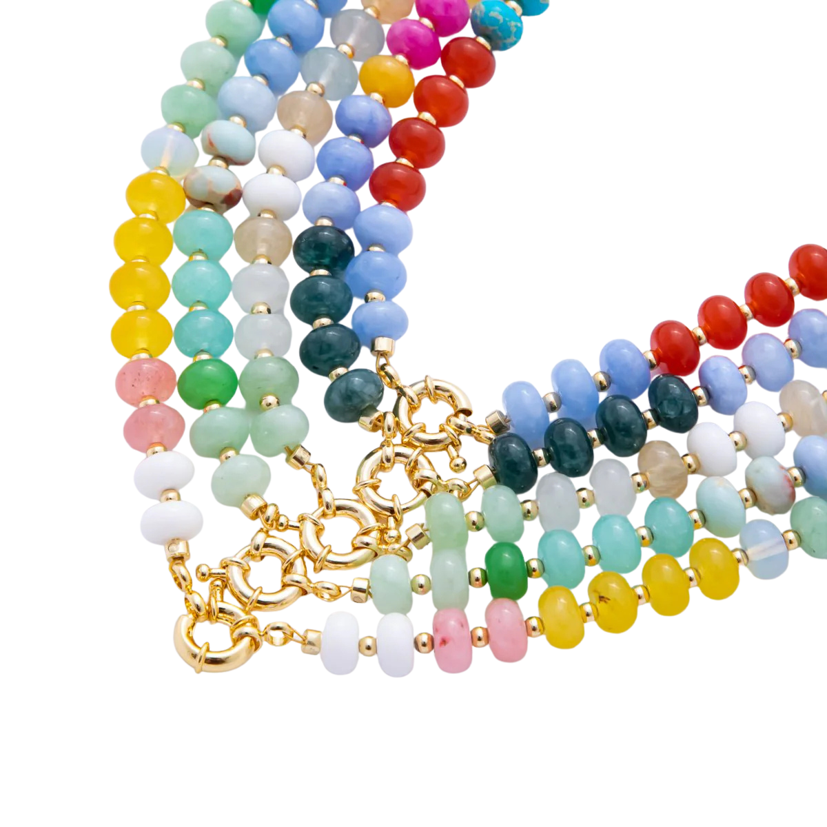 Colorful Candy Gemstone Beaded Chain Necklace NC-21WA3318 -NC-21WA3332