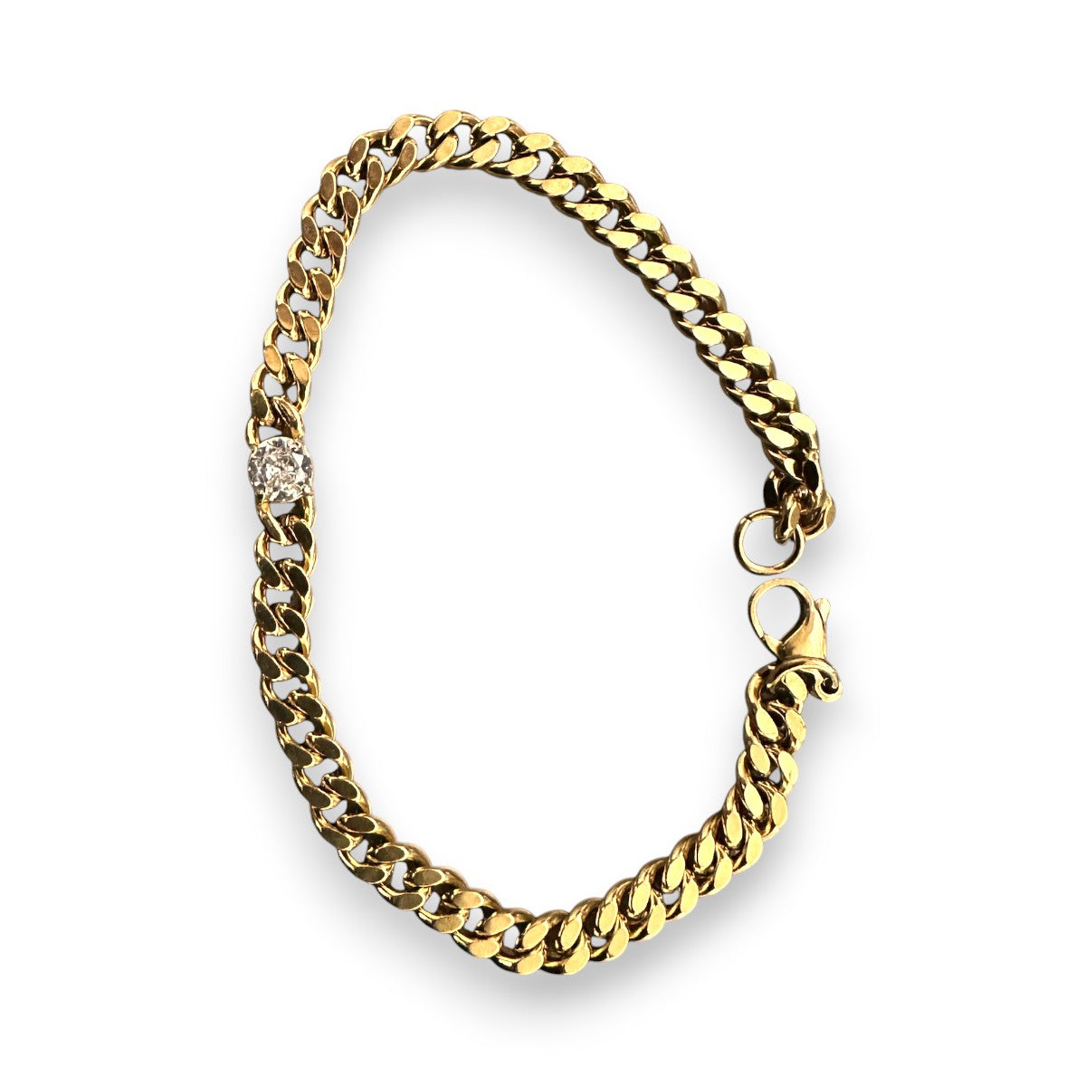 Gold bracelet chain 1 round cz diamonds BR-2019