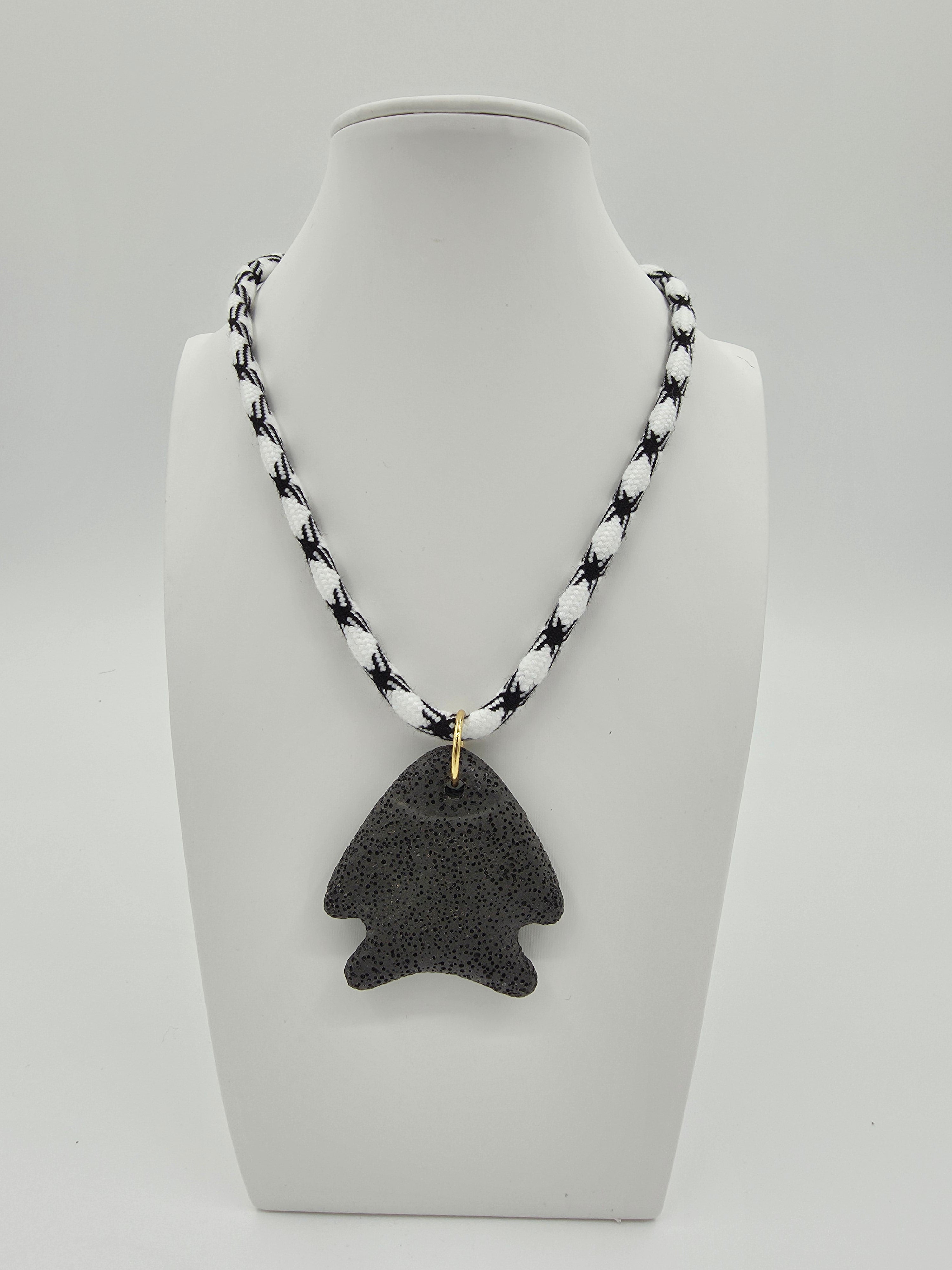 Black Angel Fish Black-White Cord 15.5-Inch Necklace CDESIGN-00535