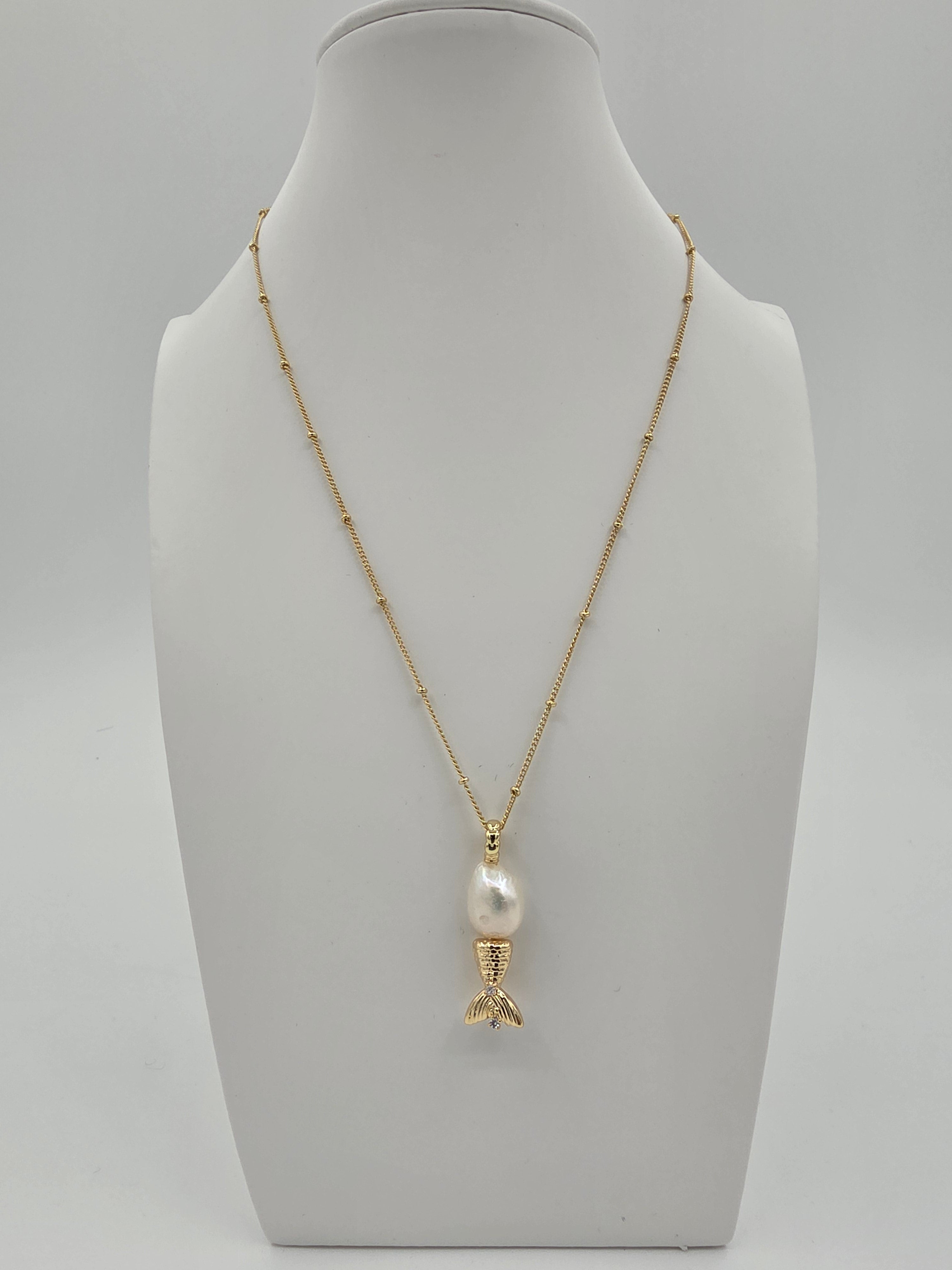 Pearl Fishtail Dainty 18-Inch Necklace CDESIGN-00521