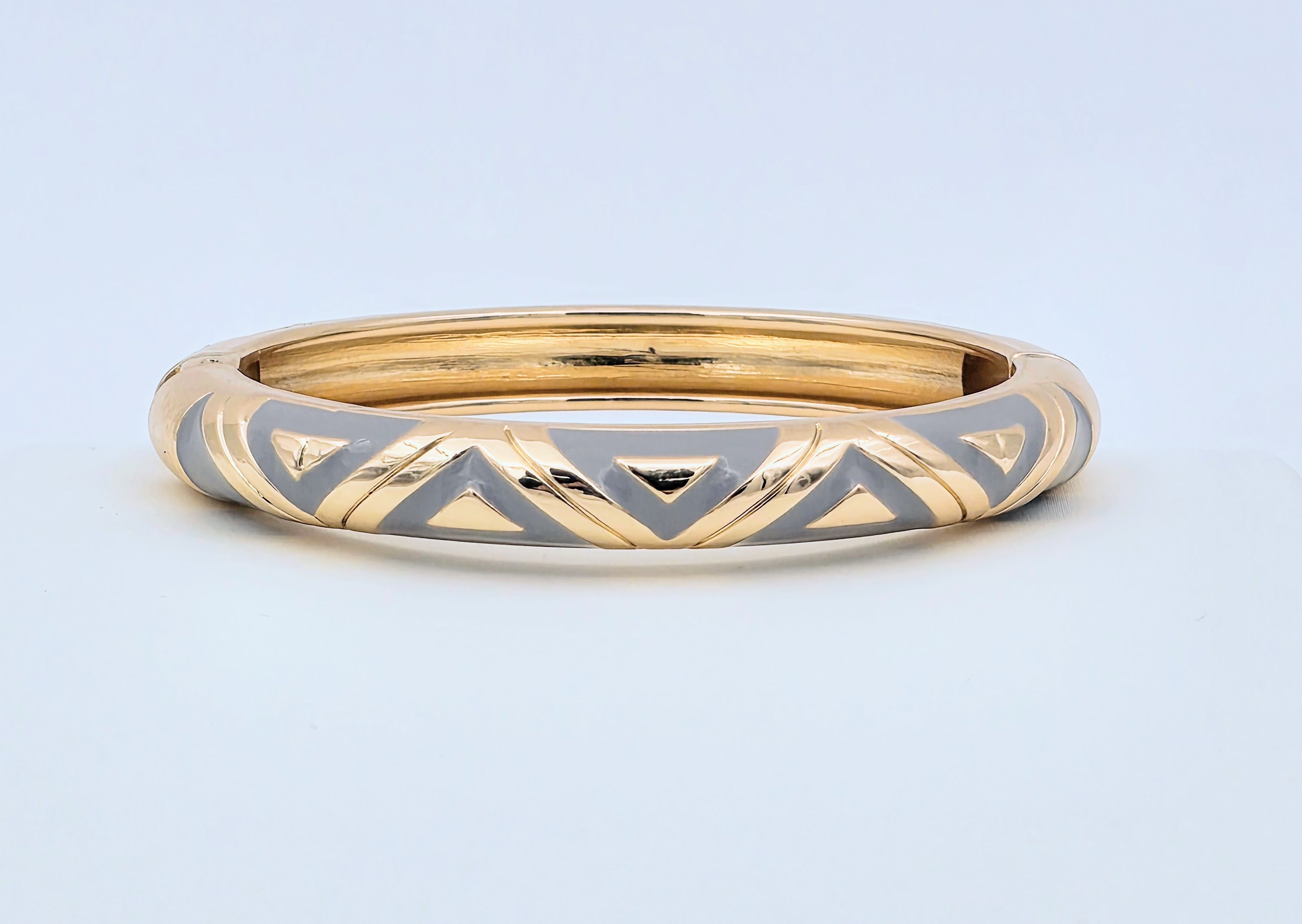 Enamel Grey Geometric Bangel Bracelet-21WA03338