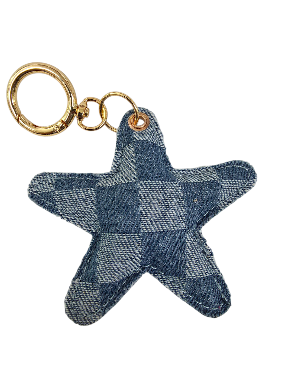 Checkered Denim Star Bag Charm ✦ BC-21WB2009