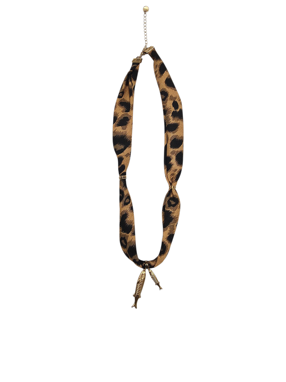 Gold Fish Leopard Scarf Necklace NC-2052
