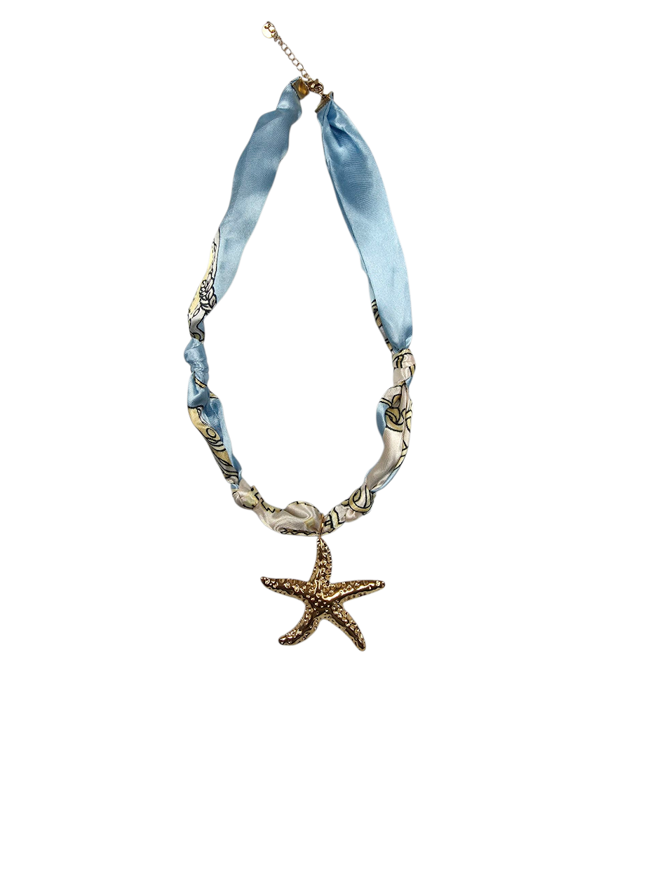 Baby blue starfish scarf necklace NC-2011