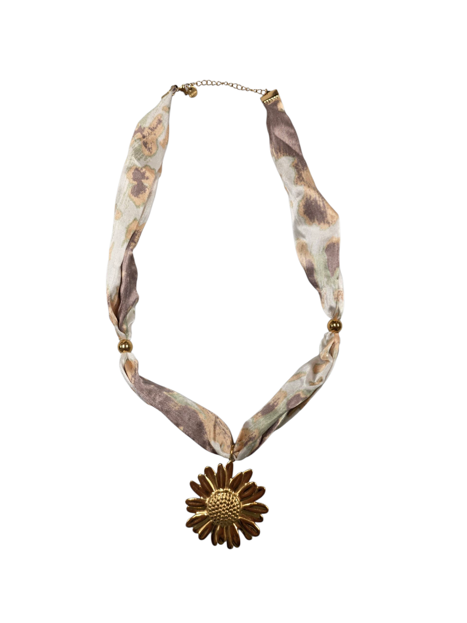 Daisy Cheetah Silk Scarf Necklace NC-2020