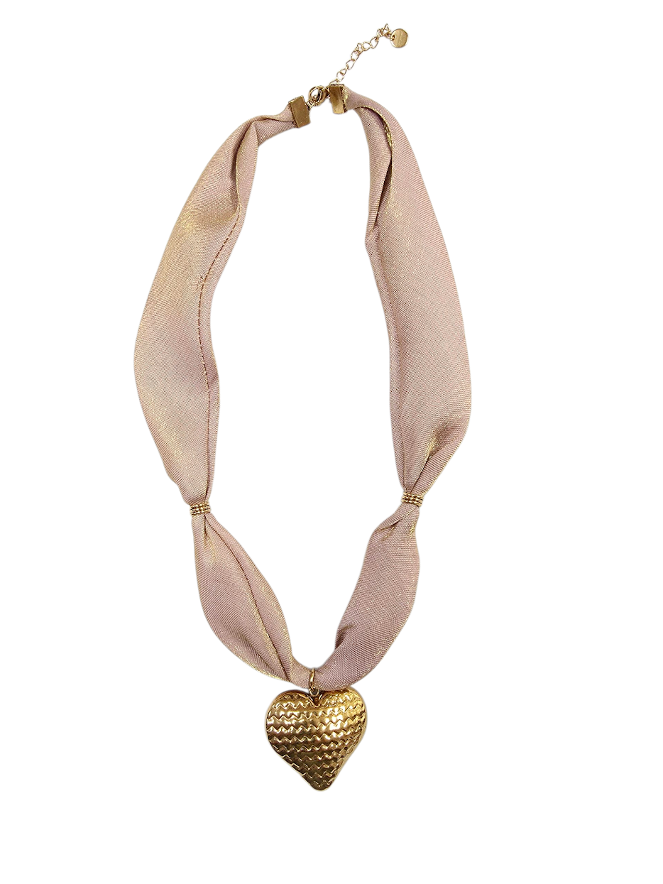 Heart Tan Sheer Scarf Necklace NC-2031