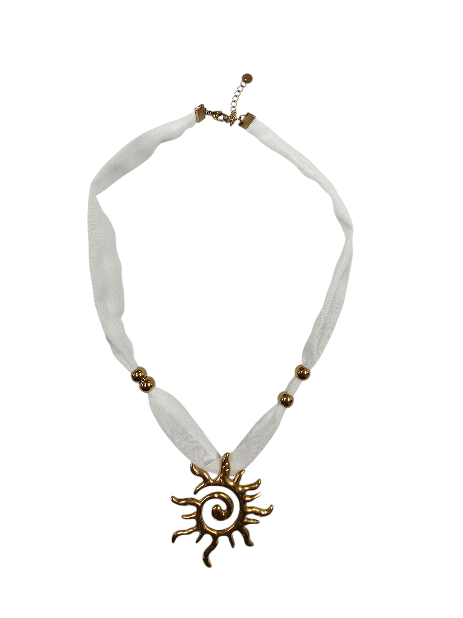 Sun Geometric White Scarf Necklace NC-2034