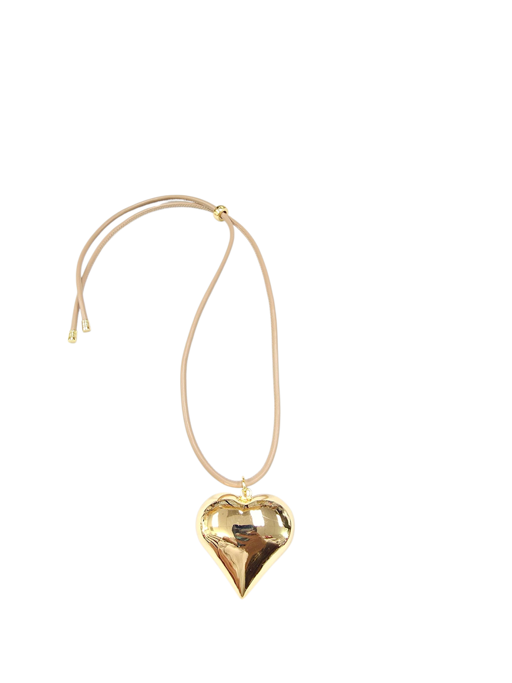 Puffy Gold Heart on a beige Cord NC-SJ2083